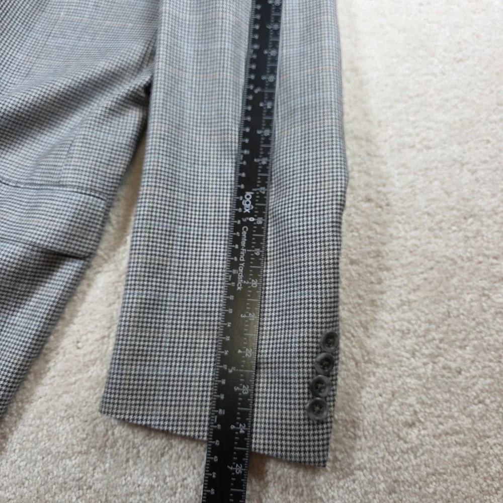 Burberry London Blazer Mens 44L Grey Silk Wool Houndstooth Kensington Sport Coat